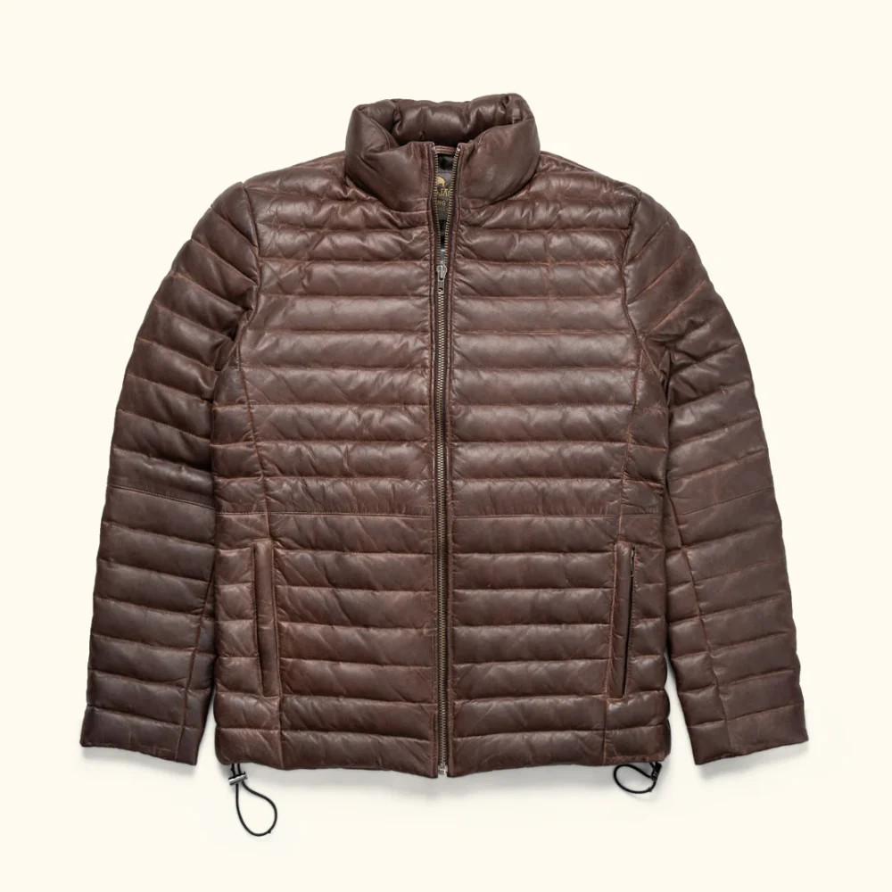 Men's Leather Puffer Jacket