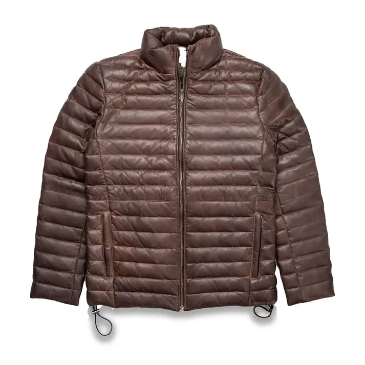 Men's Leather Puffer Jacket