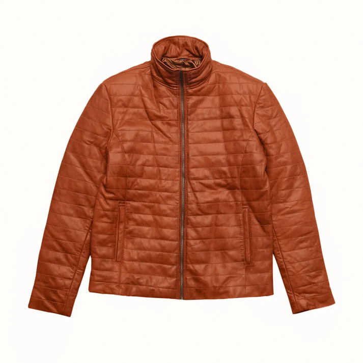 Men's Leather Puffer Jacket